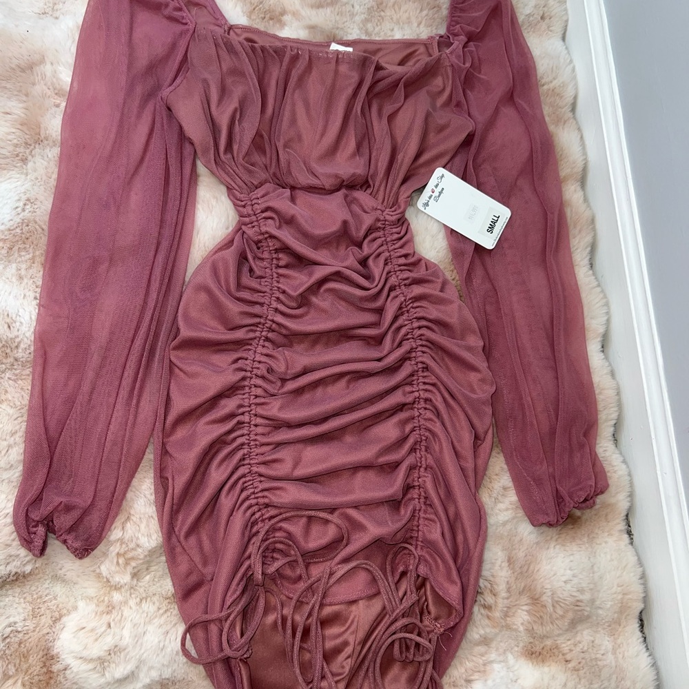 Elegant Mauve Ruched Dress